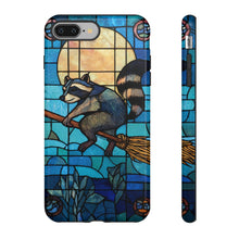Load image into Gallery viewer, Raccoon Witch Phone Case: Stained Glass Art, Protective TPU Cover
