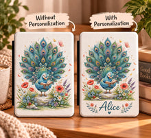 Load image into Gallery viewer, Personalized Peacock Illustration Kindle Case , Watercolor Floral Reading Sleeve, Cute Kindle Sleeve, Animal Kindle

