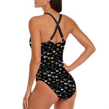 Load image into Gallery viewer, Black Fish Print One Piece Swimsuit
