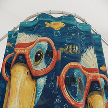 Load image into Gallery viewer, Cute Shoebill Scuba Diving Shower Curtain | Funny Shoebill Bathroom Decor
