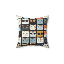 Load image into Gallery viewer, Cute Cats Square Pillow, Kids Room Decor, Spun Polyester Pillow
