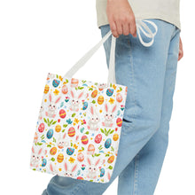 Load image into Gallery viewer, Whimsical Easter Tote Bag - Bunny &amp; Egg Design for Spring, Reusable Shopping Bag, Cute Gift for Easter Basket, Spring Decor, Eco-Friendly
