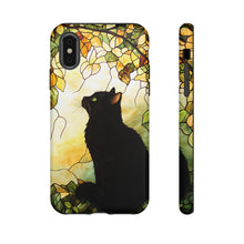 Load image into Gallery viewer, Black Cat Stained Glass Phone Case: Protective Pet Lover Gift
