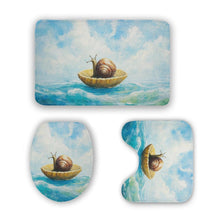 Load image into Gallery viewer, Snail Bathroom Set: Flannel Toilet Mat – Lid Cover &amp; Bath Rug
