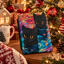 Load image into Gallery viewer, Black Cat Duo swirl art Kindle Case , Colorful watercolor cats tablet cover, Animal Kindle For Christmas
