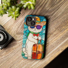 Load image into Gallery viewer, Stained Glass Cat Phone Case: Vacation Animal Design
