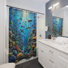 Load image into Gallery viewer, Underwater Ocean Shower Curtain: Coastal Bathroom Decor
