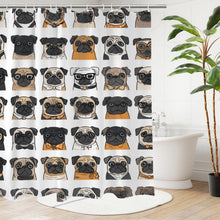 Load image into Gallery viewer, Pug Bathroom Set,Waterproof Shower Curtain &amp; Flannel Rugs
