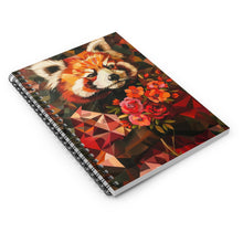 Load image into Gallery viewer, Red Panda Portrait Spiral Notebook , Floral Geometric Art Ruled Journal
