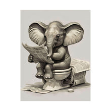 Load image into Gallery viewer, Funny Elephant Bathroom Poster, Reading Newspaper, Animal Humor Print. without frame
