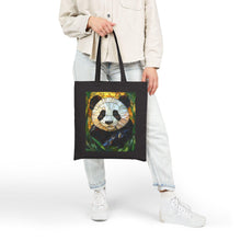Load image into Gallery viewer, Stained Glass Panda Tote Bag | Colorful Panda Artwork, Canvas Shopper
