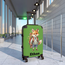 Load image into Gallery viewer, Personalized Fox Kids Suitcase: Green Animal Travel Luggage
