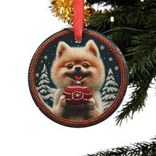 Load image into Gallery viewer, Pomeranian Christmas Ornament: Digital Knitted Style Acrylic Decor
