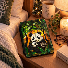 Load image into Gallery viewer, Stained Glass Design Panda Mom and Baby Kindle Case , Panda Tablet Cover, Christmas Gift For Book Lover, Animal Kindle
