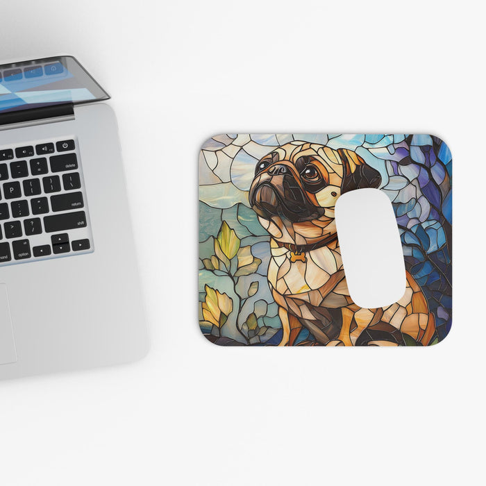 Pug Mouse Pad, Stained Glass Dog Office Decor, Gift for Pug Lover, Pug Mom Gift, Cute Desk Accessory, Dog Lover Office Gift