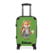 Load image into Gallery viewer, Personalized Fox Kids Suitcase: Green Animal Travel Luggage
