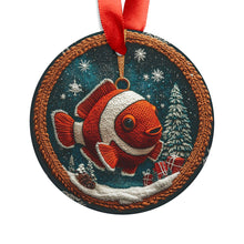 Load image into Gallery viewer, Clown Fish Acrylic Christmas Ornament: Knitted Design, Holiday Tree Decor
