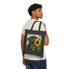 Load image into Gallery viewer, Black Pug Tote Bag, Stained Glass Sunflower Dog Bag, Gift for Pug Lover, Pug Mom Gift, Black Pug Gifts, Dog Lover Tote
