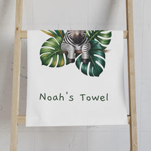 Load image into Gallery viewer, Baby Zebra with Tropical Leaves Hand Towel | Personalized Name Option

