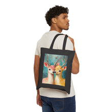 Load image into Gallery viewer, Romantic Deer Couple Tote Bag - Cute Animal Lover Gift, Women's Shopper for Valentine's, Cotton Canvas Handbag, Reusable Grocery Bag,
