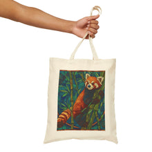 Load image into Gallery viewer, Red Panda in Bamboo Tote Bag | Canvas Animal Illustration
