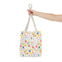 Load image into Gallery viewer, Whimsical Easter Tote Bag - Bunny &amp; Egg Design for Spring, Reusable Shopping Bag, Cute Gift for Easter Basket, Spring Decor, Eco-Friendly
