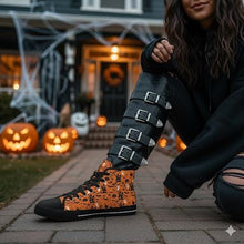 Load image into Gallery viewer, Halloween High Top Sneakers – Spooky Orange Canvas
