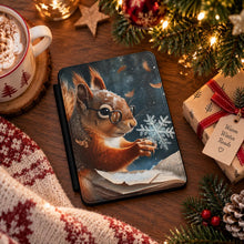 Load image into Gallery viewer, Squirrel Kindle Case ,Winter Snowflake Illustration, Christmas Gift For Book Lover, For Animal Lover, Animal Kindle
