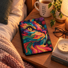 Load image into Gallery viewer, Personalized Rainbow Cat Kindle Case, Colorful Cat eReader Cover, Cat Lover Gift, Animal Kindle
