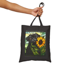 Load image into Gallery viewer, Black Pug Tote Bag, Stained Glass Sunflower Dog Bag, Gift for Pug Lover, Pug Mom Gift, Black Pug Gifts, Dog Lover Tote
