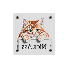 Load image into Gallery viewer, Funny Ginger Cat Acrylic Wall Art, Toilet Decor, Animal Lover Gift, Peeking Cat Decor
