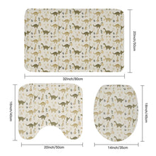 Load image into Gallery viewer, Dinosaur Bathroom Set • Shower Curtain + Flannel Mats • Cute Dino Pattern Bath Decor • 4-Piece Bathroom Bundle
