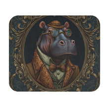 Load image into Gallery viewer, Victorian Hippo Portrait Mouse Pad , Steampunk Gentleman Animal Art, Gift for Animal Lovers
