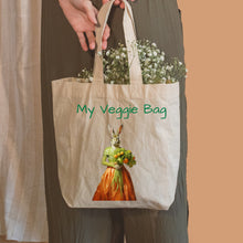 Load image into Gallery viewer, Custom Animal Canvas Tote Bag, Veggie Bag Design
