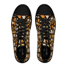 Load image into Gallery viewer, Halloween High Top Sneakers – Pumpkin, Witch &amp; Cat Print
