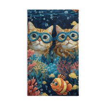 Load image into Gallery viewer, Underwater Cats with Goggles Hand Towel
