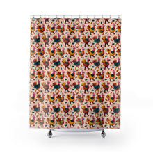 Load image into Gallery viewer, Colorful Rooster Pattern Shower Curtain | Farmhouse Folk Art
