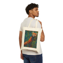 Load image into Gallery viewer, Red Panda in Bamboo Tote Bag | Canvas Animal Illustration
