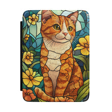 Load image into Gallery viewer, Personalized Ginger Cat Kindle Case, Stained Glass Cat eReader Cover, Book Lover Gift, Animal Kindle, For Cat Mom Or Dad
