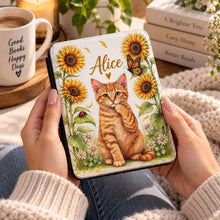 Load image into Gallery viewer, Sunflower Kitten Kindle Case , Orange Tabby design, Gift For Book Lover and Cat Owner, Christmas Gift For Mom
