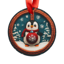 Load image into Gallery viewer, Penguin Christmas Ornament: Knitted Design Acrylic Holiday Decor
