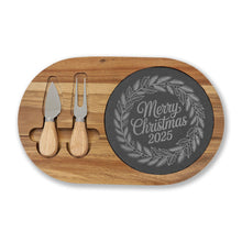 Load image into Gallery viewer, Engraved Acacia Wood Charcuterie Board with Knives
