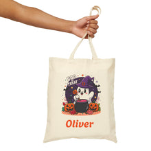 Load image into Gallery viewer, Personalized Halloween Tote Bag for Kids, Ghost Pumpkin Design
