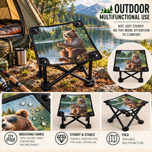 Load image into Gallery viewer, Bear Fishing Camping Stool, Foldable Outdoor Seat, Fisherman Gift, Cabin Camping Chair
