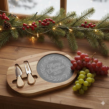 Load image into Gallery viewer, Engraved Acacia Wood Charcuterie Board with Knives
